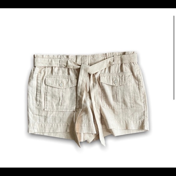 NWT Ann Taylor LOFT Linen Safari Belted Shorts - Picture 2 of 7